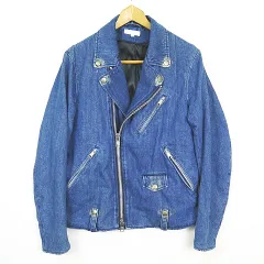 B&Y ユナイテッドアローズ BEAUTY&YOUTH ビューティー&ユース デニム ダブル ライダース ジャケット S ブルー 2sa7324のサムネイル