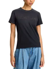 ヘルムート ラング レディース トップス Tシャツ スリムフィット ロゴ Helmut Lang Slim Fit Logo Tee Black ブラックのサムネイル