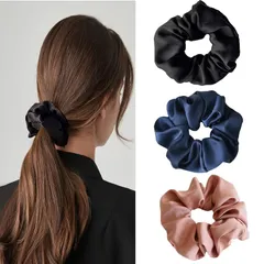 【新品】 slefancy シュシュ ヘアゴム 髪ゴム ボリューム サテン ヘアアクセサリー 大きめ おしゃれ 大人 髪留め レディース エレガント 髪飾り 静電気防止 髪に優しい ギフト(3個セット) 1