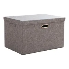 AZNABLE 蓋付き収納 衣装ケース 布 カゴ 収納カゴ 折りたたみボックス 収納ボックス おしゃれ フタ付き 収納ケースボックス (グレー（小）) [グレー（小）]