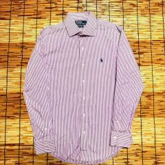 ポロ PURPLE ストライプ パータン シャツ 40 m