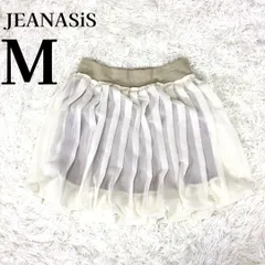 ジーナシス プリーツ シフォン ミニスカート M相当 ホワイト 裏地濃ベージュ