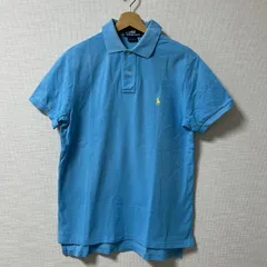 (^w^)b Polo by Ralph Lauren ポロバイラルフローレン ポロシャツ 半袖 襟付き 2つボタン 鹿の子編み ストレートヘム 無地 ワンポイント ポニー刺繍 水色 ターコイズ アクアブルー 青 碧 メンズ サイズ M OM10940HG