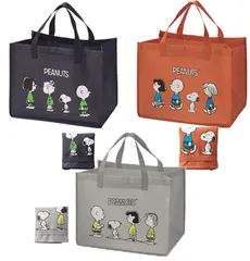 ビッグ トートバッグ 肩掛け レジかご ピッタリ マチ広 エコバッグ 大きめ 畳める コンパクト 収納 携帯 SNOOPY かわいい キャラクター スヌーピー ﾈｲﾋﾞｰ･ｵﾚﾝｼﾞ･ｸﾞﾚｰ どちらか１つ