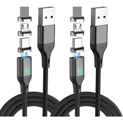 【新品】 マグネット 充電ケーブル USB 急速充電 高速データ転送 3in1 iPhone Type-C led USBC Micro マグネット式 磁石 タイプc じゅうでんケーブル 充電器 android 等対応 (1m*2) 0