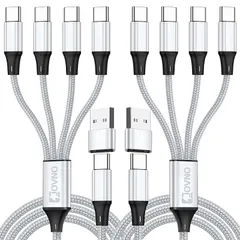 【新品】 Jovno【2本セット 1.2m】USB A/C to Type C タイプc ケーブル PD+QC対応 3.1A急速充電 4in2 充電ケーブル 4 USB Cポート 同時給電可能 ナイロン編み iPhone 15/Plus、15Pro、15  1