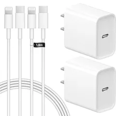 【新品】 for iPhone-充電器-純正 20W PD 急速充電【2個セット＆2本USB-C Lighnting ケーブル 2M】MFi・PSE認証済み アイフォン Phone14/13/12/11/X/XS/XR/8/7/SEシリーズ PD3.0 タ 0
