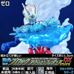 ブロックアクションフィギュア ミニ DX ウルトラマンゼロ。全高11.5cmで全身可動。フィギュアーツと超動シリーズの中間にあたる、コレクションしやすいサイズ感です。怪獣ソフビと遊ぶ男の子へのプレゼントやコレクションに最適な大人気特撮おもちゃグッズです。