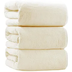 【人気商品】吸水速乾 ホテル仕様 ホテル仕様 柔らか肌触り 瞬間吸水 エステ 大判 業務用 ふわふわ サロン 70*140cm] お風呂上がり耐久性 1色3枚セット バス用品(3枚組/140*70cm [tkone バスタオルアイボリー) バスタオル