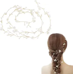 二次会 パーティー 披露宴 発表会 結婚式 おしゃれ かわいい 卒業式 ヘアアクセサリー 髪飾り 撮影 花かんむり 手作り 花冠 入学式 カチューシャ カチューシャ 成人式用 リーフ 小花 パール 100cm*2cm 花嫁 ヘッドドレス