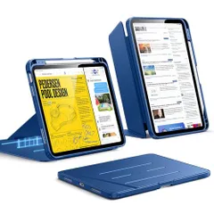 ◆ESR iPad A16 ケース 第11世代 / 第10世代 専用カバー (2022/2025モデル) ペン収納 耐衝撃 縦横スタンド 自動ウェイク/スリープ Pencil 第1世代/USB-C 対応 マルチアングルケース 11インチ/10.9インチ Fli