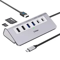 USB ハブ、intpw 9-IN-1 USB Cマルチポートハブ、4K HDMI、PD 100W、USB-C、2 USB A 3.0 5Gbps、2 USB A 2.0、SD/TF スロット、iPhone 16/15 シリーズ、MacBoo 6491ee6f