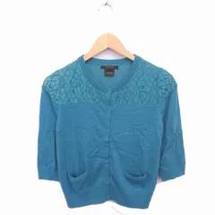 トラッゾドンナ Torrazzo Donna カーディガン ニット 透けレース ウール混 七分袖 緑 グリーン /TT1