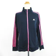 アディダス adidas ジャージ トラックジャケット 長袖 ジップアップ ライン ロゴ OT ネイビー×ピンク スポーツウェア ※EKM