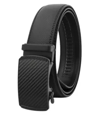 [Lunenon Soleil] メンズ ベルト 本革 自動バックル ビジネス カジュアル 紳士用 合金バックル 牛革 120cm 黒 茶 (ブラック, 110cm) [ブラック] [110]