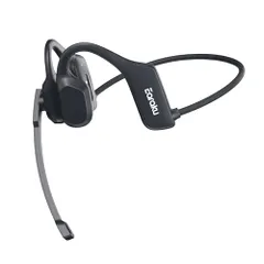 ◆Earaku(イアラク) Bluetoothヘッドセット 通話用イヤホン 両耳 耳掛け 空気伝導 ヘッドセット マイク付き Bluetooth5.3 AAC対応 ミュート機能 ENCノイズキャンセリング 耳を塞がない 軽量32g 10時間連続再生 ハンズフリ