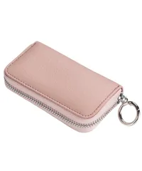 [Lunenon Soleil] キーケース メンズ 鍵ケース 本革 鍵ホルダー コンパクト レザー 6連フック カード収納付 スマートキー対応 鍵収納 車 多機能 バイク用 鍵入れ カラビナ付 人気 ギフト ミニ (ライトピンク) [ライトピンク]