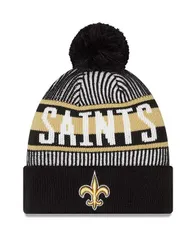 ニューエラ メンズ アクセサリー 帽子 ニット New Era Mens Black New Orleans Saints Striped Cuffed with Pom Knit Hat Black ブラック