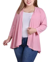 ニューヨークコレクション レディース アウター ニット・セーター ドレープ プラスサイズ セーター カーディガン NY Collection Plus Size Draped OpenFront Cardigan Sweater Bridal Rose