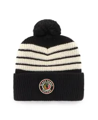 47 ブランド メンズ アクセサリー 帽子 ニット 47 Brand Mens Black Chicago Blackhawks Old Time Hockey Barn Cuffed with Pom Knit Hat Black ブラック