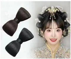 ポイントウィッグ エクステ ２個セット リボン アレンジ 髪 自然 装着簡単 ワンタッチ ショート ストレート サラサラ ダンス イベント コスプレ エクステンション ウィッグ (ブラック) ゆるふわ ふんわり クシュクシュ ラフ 無造作 エアリ [ブラック]