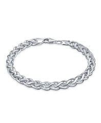 ブリング レディース アクセサリー ブレスレット・バングル・アンクレット Bling Jewelry Mens Solid Heavy 6MM Braid Rope Wheat Chain Link