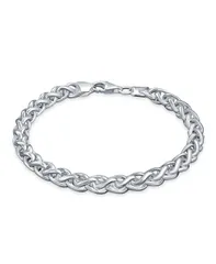 ブリング レディース アクセサリー ブレスレット・バングル・アンクレット Bling Jewelry Mens Solid Heavy 6MM Braid Rope Wheat Chain Link Bracelet Polished 925 Sterling