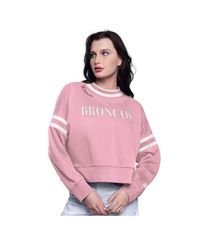 スターター レディース アウター パーカー・スウェット シャツ クロップド Starter Womens Pink Denver Broncos Power Play Cropped Pullover Sweatshirt Pink ピンク