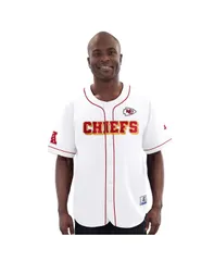スターター メンズ トップス シャツ ジャージー Starter Mens White Kansas City Chiefs Relay FullButton Baseball Jersey Whitのサムネイル