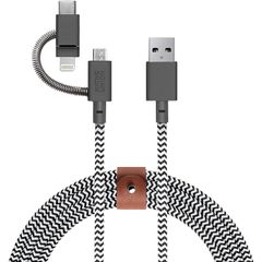 【新品】 NATIVE UNION（ネイティブユニオン）Belt Cable Universal －2メートル超強力補強 [MFi認証] 耐久性充電ケーブル 3-in-1 アダプター付き、Lightning、USB-C、Micro-USBデバイス用（シマウ 0