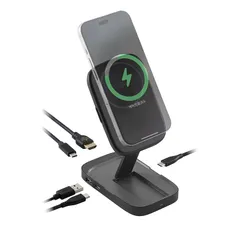 【新品】 エレコム Qi2対応 ワイヤレス充電スタンド 4in1 ドッキングステーション PD65W PC充電 映像出力 HDMI 4K/60Hz 高速データ転送 5Gbps DST-Q040BPGY 0