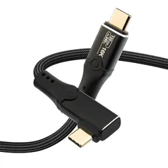 【新品】 Leehitech 2M 直角L字型 120Gbps データ転送 Thunderbolt 5 ケーブル 240W急速充電 16K/60Hz映像出力 USB-C to USB-C ケーブル Thunderbolt 4/3 USB4 下位互換, iP 0