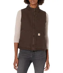 カーハート レディース アウター コート モックネック ベスト Carhartt OV277 Sherpa Lined Mock Neck Vest Dark Brown ブラウンのサムネイル