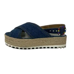 MARC JACOBS(マークジェイコブス) サンダル 35 レディース - ブルー×マルチ ウェッジソール/ビジュー