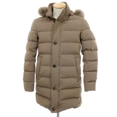 【中古】ヘルノ Herno ポリエステルナイロン ファー ダウンコート ダークベージュ【サイズ44】【メンズ】