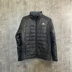 【T-547】adidas アディダス 中綿ジャケット M ブラック climaproof 中綿ブルゾン ダウン風ジャケット メンズジャケット 防寒ジャケット スポーツ アウター 黒