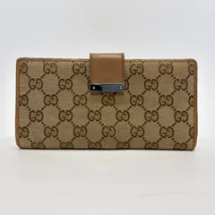 3589 GUCCI グッチ 長財布 GG キャンバス ブラウン レザー Wホック