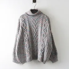サマンサモスモス ブルー Samansa Mos2 blue ミックスカラー ハイネック ニット プルオーバー F｜グレー   トップス【2400014858297】のサムネイル