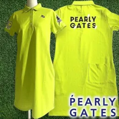 PEARLY GATES パーリーゲイツ ゴルフ 日本製 TOKE NICO ペンタス アロフト バックプリント ストレッチ 半袖 ポロシャツ ワンピース ゴルフウェア レディース 055-2224602 定価2.6万 ライムイエロー▲022▼50508w02