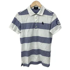 PEARLY GATES(パーリーゲイツ) 半袖ポロシャツ サイズ4 XL メンズ - 白×ブルー ボーダー