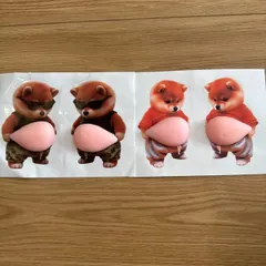 おなか ぷにぷに シール 柴犬 ステッカー 4匹セット