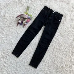 フォロワー限定お得なクーポン配布中！ 『ZARA』ザラ　スキニーデニムパンツ　ジーンズ　コットン　綿　ジップフライ　ボタン留め　ベルトループ　ポケット　ストレッチ　黒(S)