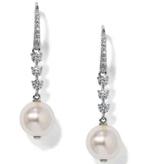 ナディール レディース アクセサリー ピアス・イヤリング Nadri Venus CZ Pearl Linear Earrings Silver シルバー