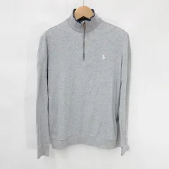 ポロゴルフ ラルフローレン POLO GOLF RALPH LAUREN ゴルフ スポーツウエア シャツ 長袖 ハイネック ハーフジップ 微起毛 グレー 紺 ネイビー S