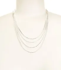 ディラーズ レディース アクセサリー ネックレス・チョーカー レース Dillards Textured 4 Row Chain Necklace Silver シルバー