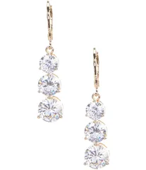 アンクライン レディース アクセサリー ピアス・イヤリング Anne Klein Past Present Future Three Stone Crystal CZ Linear Drop Earrのサムネイル