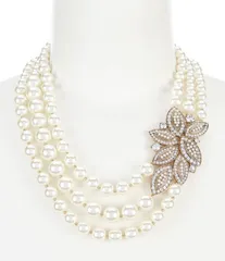 アンクライン レディース アクセサリー ネックレス・チョーカー レース Anne Klein Blanc Crystal and Pearl Statement Necklace Pearl パール