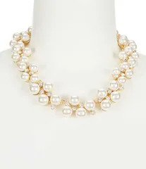 アンクライン レディース アクセサリー ネックレス・チョーカー レース Anne Klein FauxPearl Crystal Collar Statement Necklace GoldPearl パール