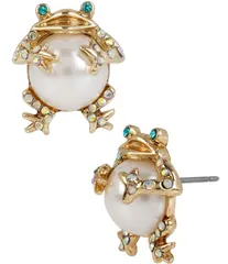 ベッツィジョンソン レディース アクセサリー ピアス・イヤリング Betsey Johnson FauxPearl Crystal Frog Stud Earrings Gold ゴールドのサムネイル
