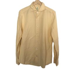 finamore(フィナモレ) 長袖シャツ サイズM メンズ - ダークイエロー×白 ストライプ